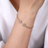 14K Yellow Gold Bujukan Split Cuff Bracelet with Diamond Flower Caps - 0.23 ct