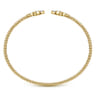 14K Yellow Gold Bujukan Split Cuff Bracelet with Diamond Flower Caps - 0.23 ct