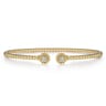 14K Yellow Gold Bujukan Split Cuff Bracelet with Diamond Flower Caps - 0.09 ct