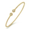 14K Yellow Gold Bujukan Split Cuff Bracelet with Diamond Flower Caps - 0.09 ct