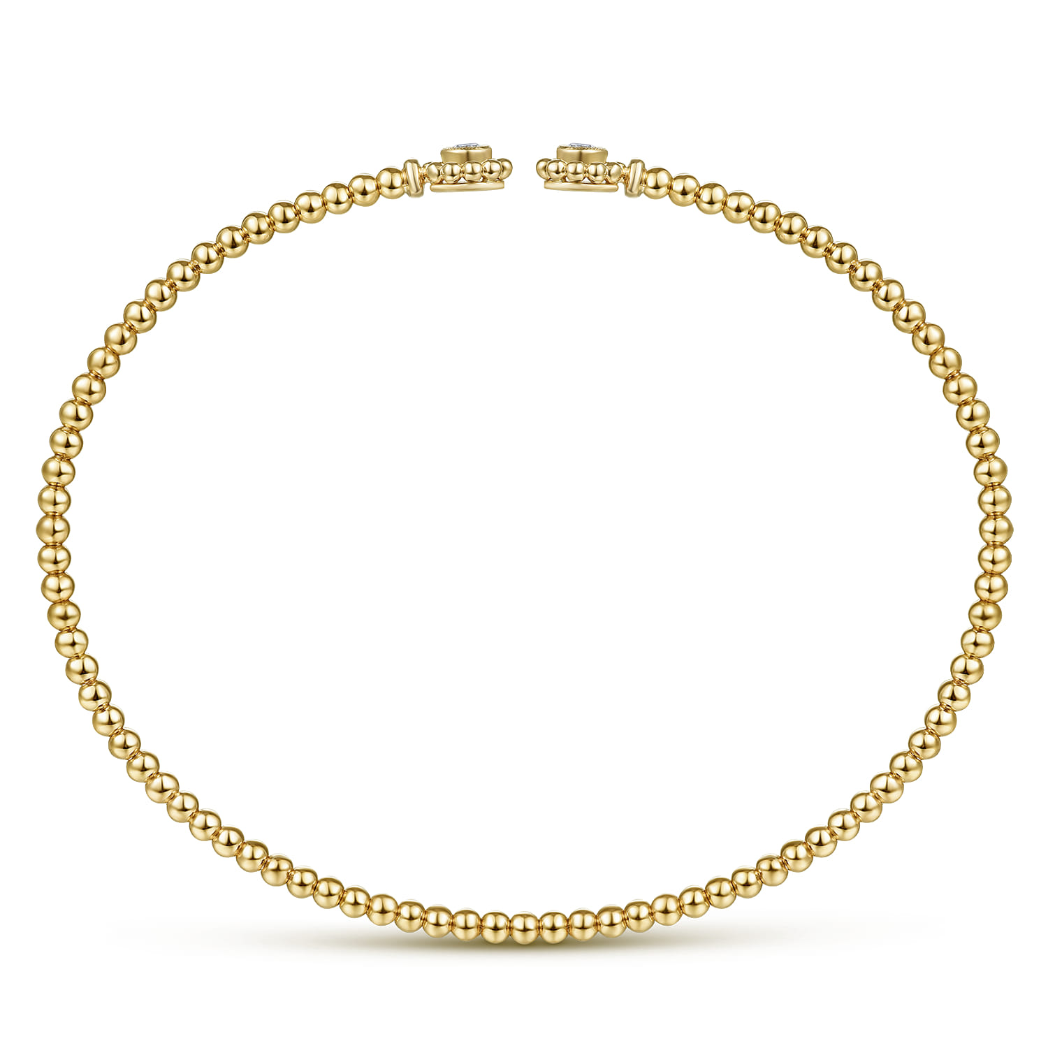 14K Yellow Gold Bujukan Split Cuff Bracelet with Diamond Flower Caps - 0.09 ct - Shot 3