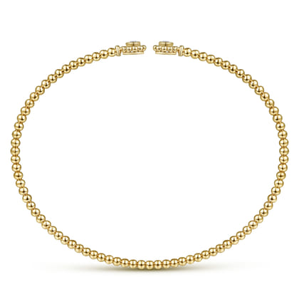 14K Yellow Gold Bujukan Split Cuff Bracelet with Diamond Flower Caps