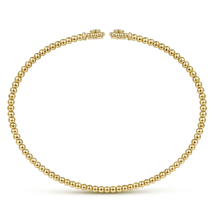 14K Yellow Gold Bujukan Split Cuff Bracelet with Diamond Flower Caps