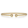 14K Yellow Gold Bujukan Split Cuff Bracelet with Diamond Flower Caps - 0.09 ct