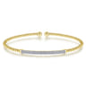 14K Yellow Gold Bujukan Split Cuff Bracelet with Diamond Pave Bar - 0.3 ct