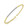 14K Yellow Gold Bujukan Split Cuff Bracelet with Diamond Pave Bar - 0.3 ct