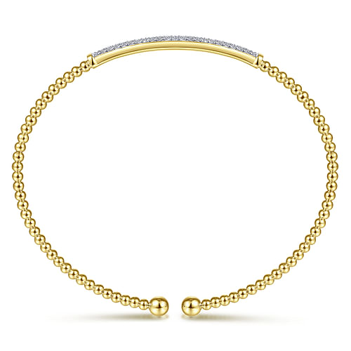 14K Yellow Gold Bujukan Split Cuff Bracelet with Diamond Pave Bar - 0.31 ct - Shot 3