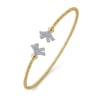 14K Yellow Gold Bujukan Split Cuff Bracelet with Diamond Pave Fan Caps - 0.18 ct