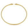 14K Yellow Gold Bujukan Split Cuff Bracelet with Diamond Pave Flower Caps - 0.18 ct