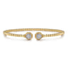14K Yellow Gold Bujukan Split Cuff Bracelet with Diamond Pave Hexagon Caps - 0.11 ct
