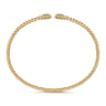 14K Yellow Gold Bujukan Split Cuff Bracelet with Diamond Pave Hexagon Caps - 0.11 ct