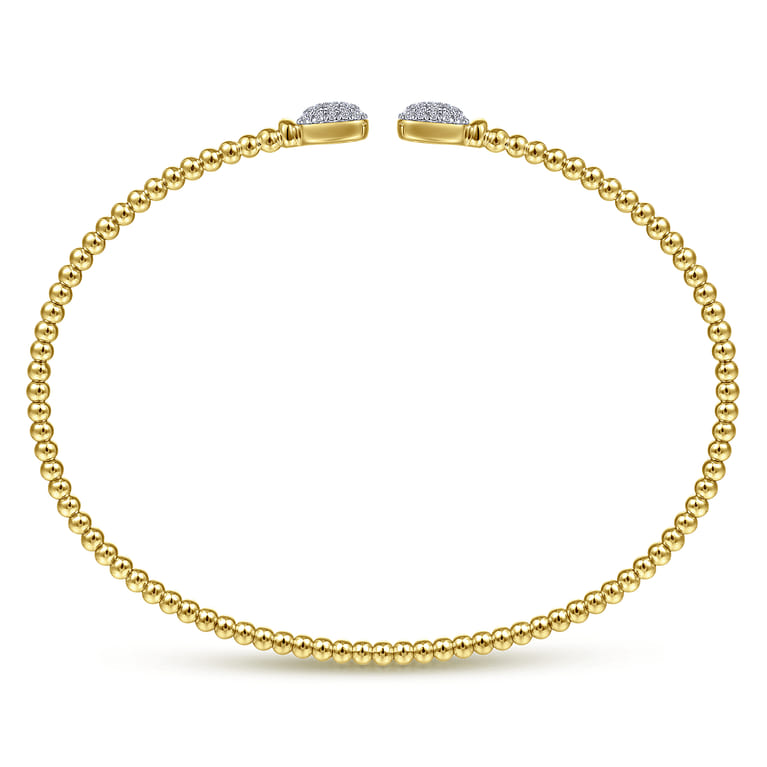 14K Yellow Gold Bujukan Split Cuff Bracelet with Pav¿ª Diamond Squares - 0.3 ct - Shot 3