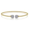 14K Yellow Gold Bujukan Split Cuff Bracelet with Pave Diamond Squares - 0.3 ct