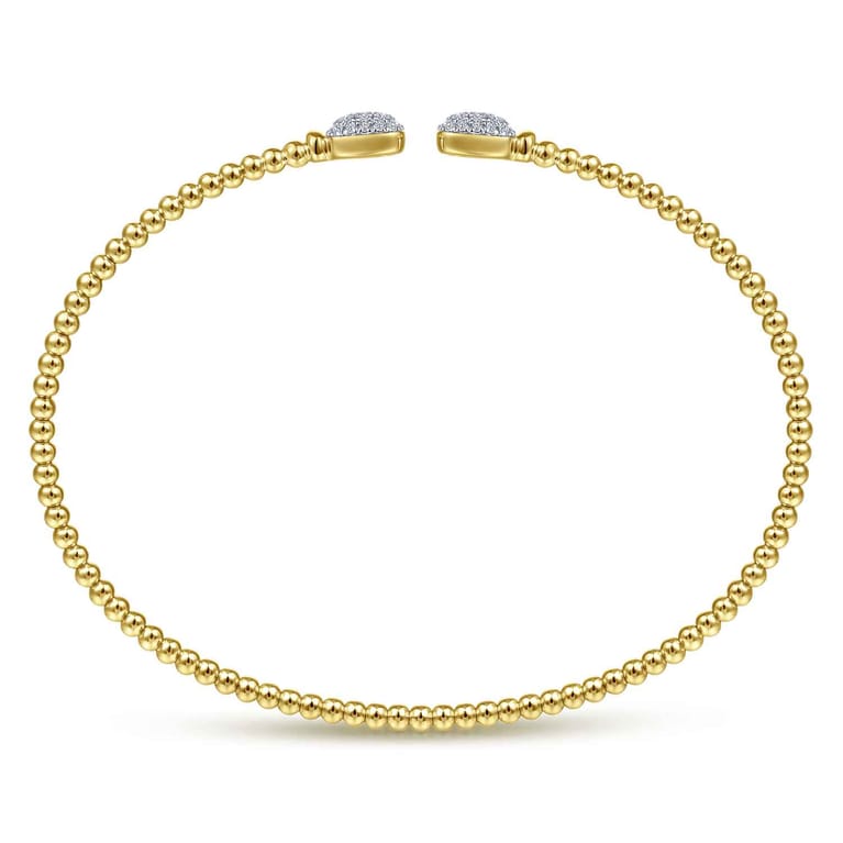 14K Yellow Gold Bujukan Split Cuff Bracelet with Pave Diamond Squares - 0.3 ct - Shot 3