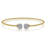 14K Yellow Gold Bujukan Split Cuff Bracelet with Pave Diamond Squares - 0.3 ct