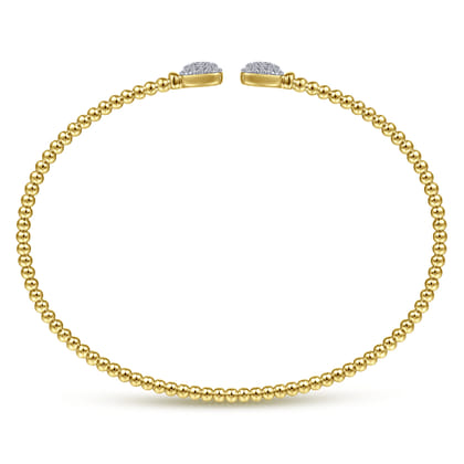 14K Yellow Gold Bujukan Split Cuff Bracelet with Pave Diamond Squares