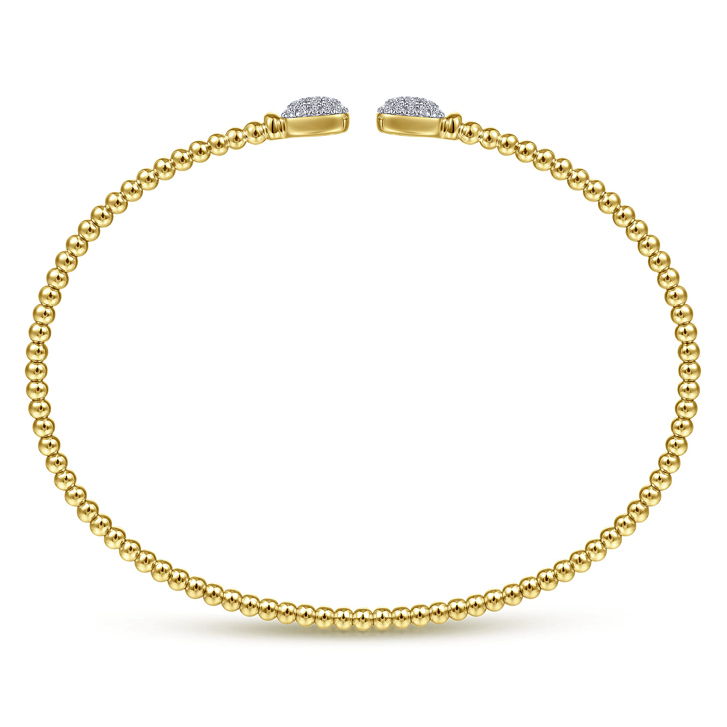 14K Yellow Gold Bujukan Split Cuff Bracelet with Pave Diamond Squares - 0.3 ct - Shot 3