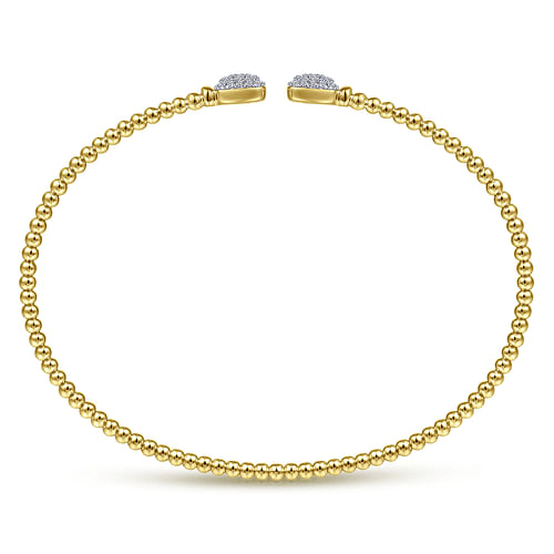 14K Yellow Gold Bujukan Split Cuff Bracelet with Pave Diamond Squares - 0.3 ct - Shot 3
