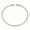 14K Yellow Gold Bujukan Split Cuff Bracelet with Ruby Pave Flower Caps