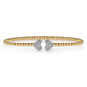 14K Yellow Gold Bujukan Split Cuff Bracelet with White Gold Pave Diamond Hearts - 0.19 ct