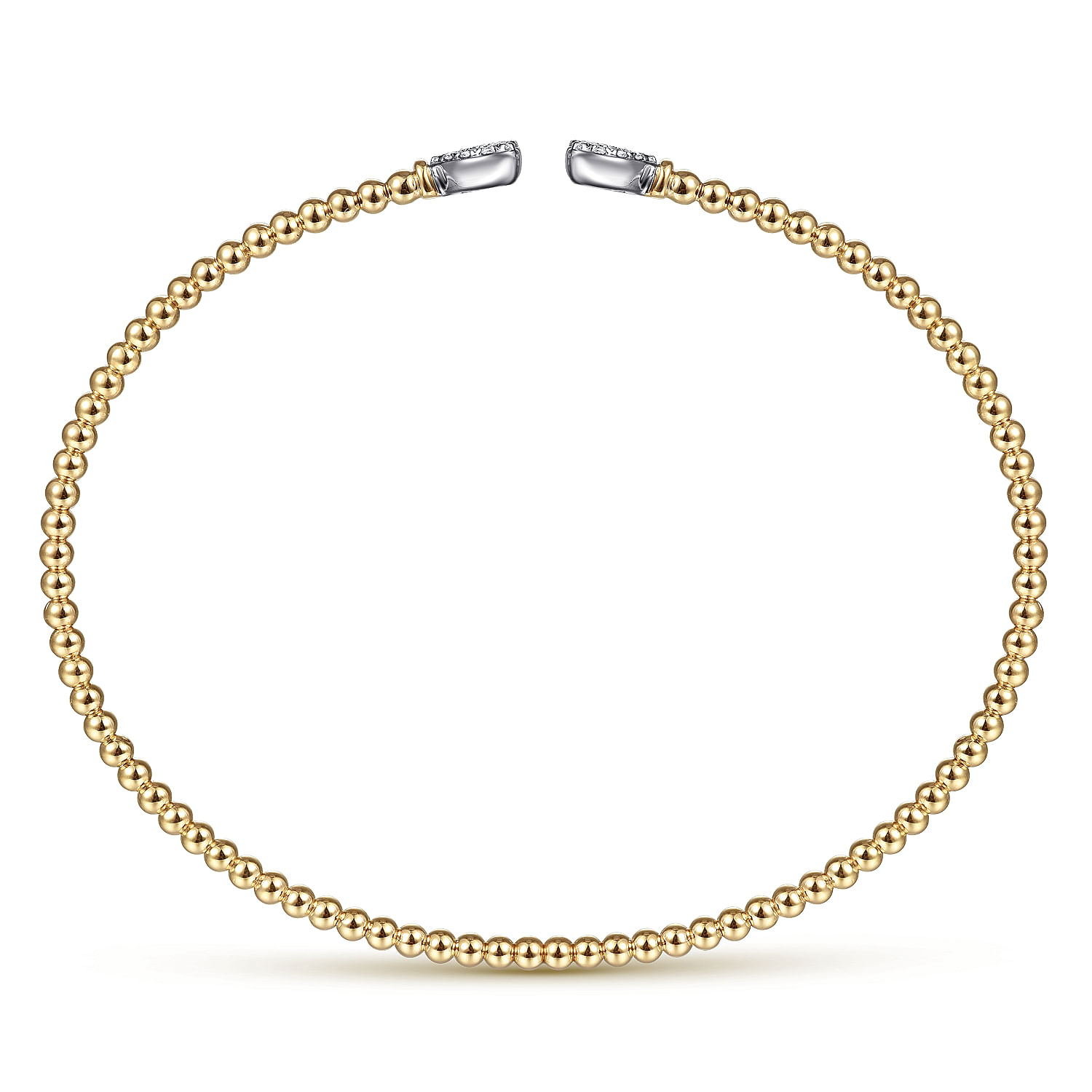 14K Yellow Gold Bujukan Split Cuff Bracelet with White Gold Pave Diamond Hearts - 0.19 ct - Shot 3