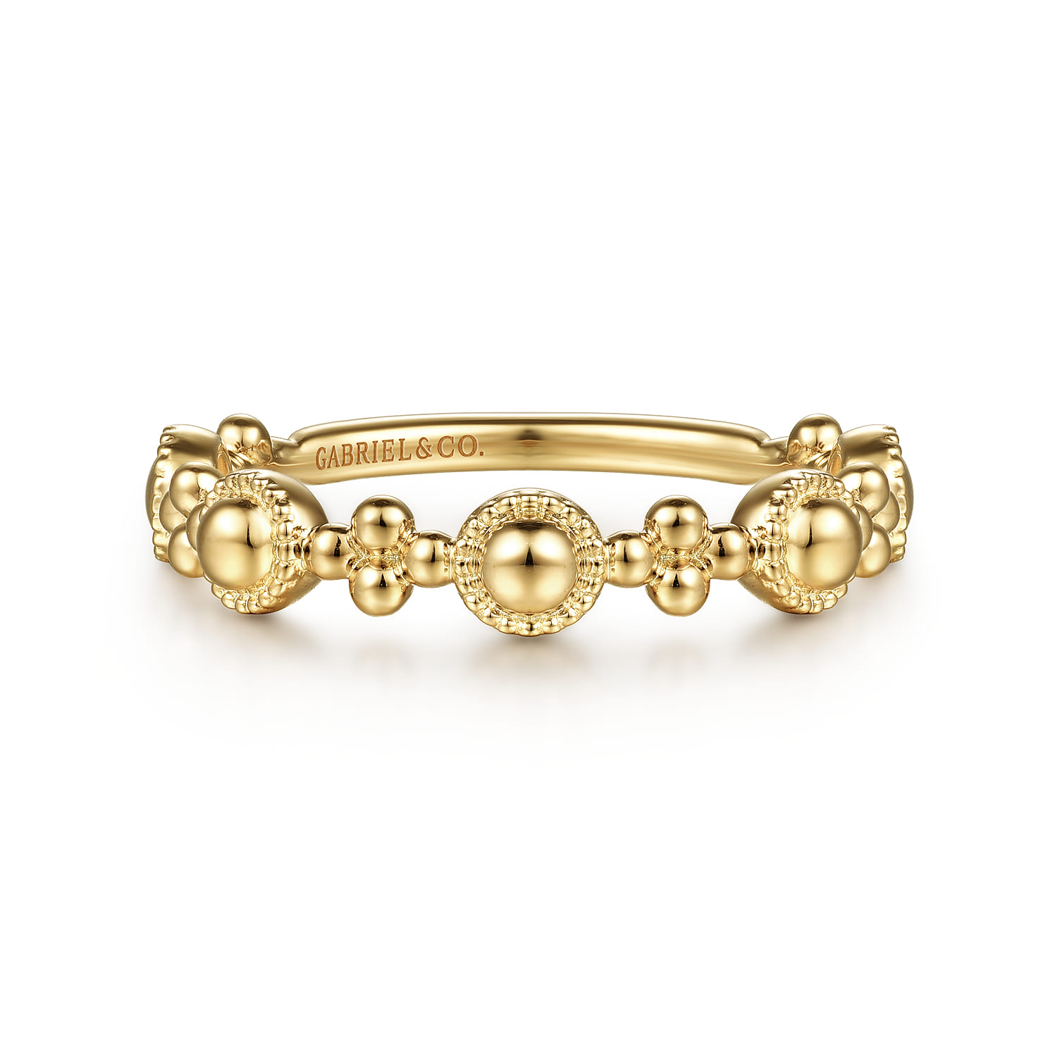 14K Yellow Gold Bujukan Station Delicate Stackable Ring - Shot 1