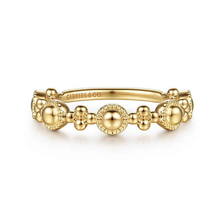 14K Yellow Gold Bujukan Station Delicate Stackable Ring - Shot 1