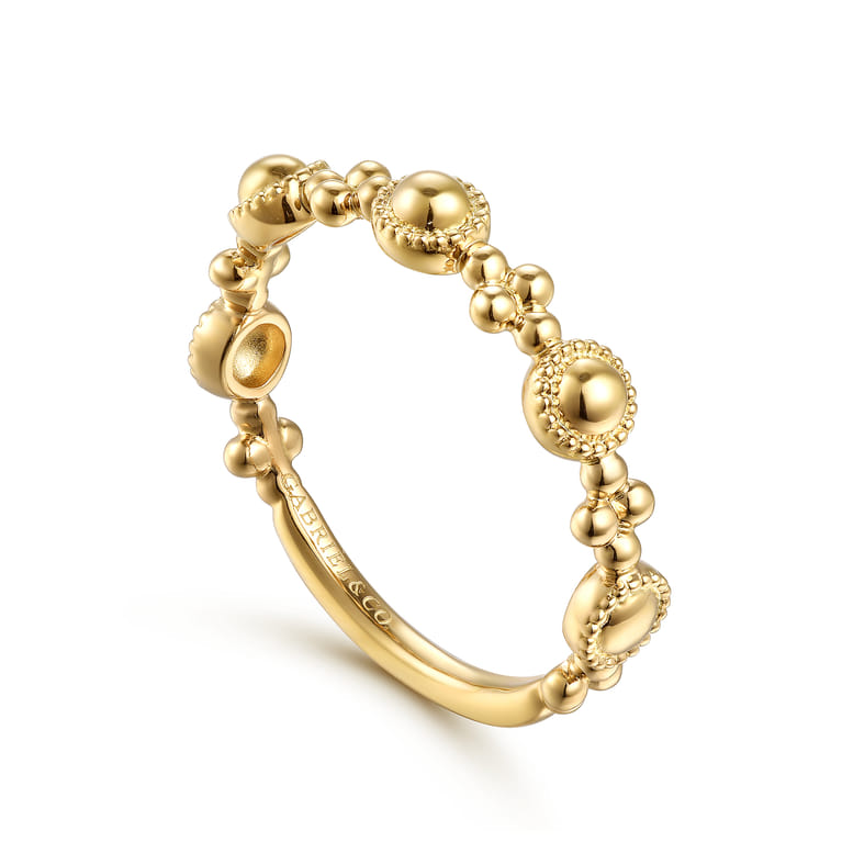 14K Yellow Gold Bujukan Station Delicate Stackable Ring - Shot 3