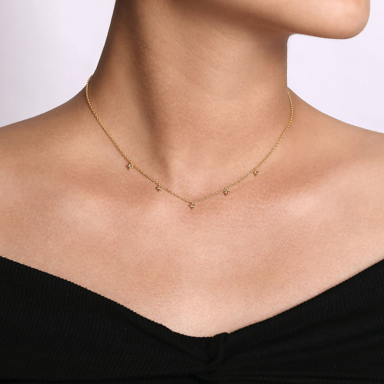 14K Yellow Gold Bujukan Station Droplet Necklace
