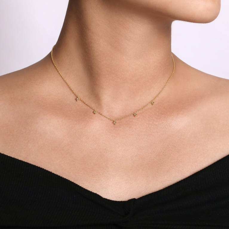 14K Yellow Gold Bujukan Station Droplet Necklace - Shot 3