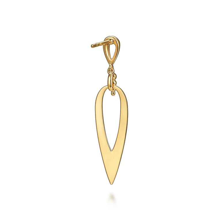 14K Yellow Gold Bujukan Stud Drop Earrings - Shot 3