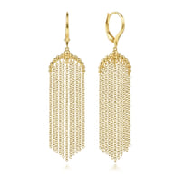 14K Yellow Gold Bujukan Tassel Drop Earrings