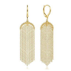 14K Yellow Gold Bujukan Tassel Drop Earrings