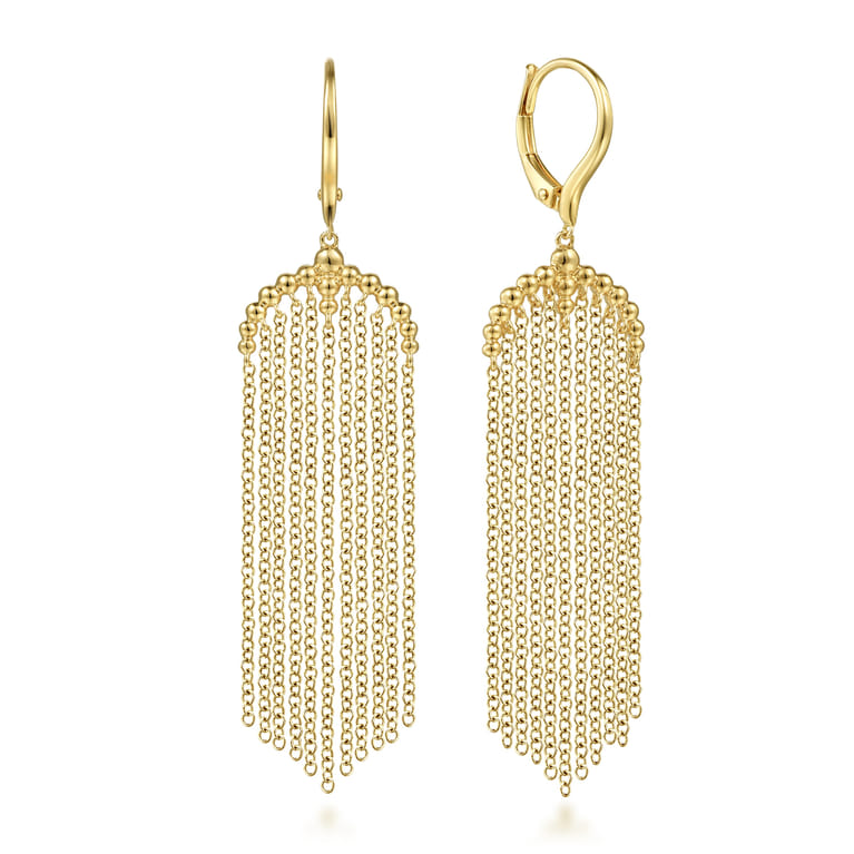 14K Yellow Gold Bujukan Tassel Drop Earrings - Shot 1
