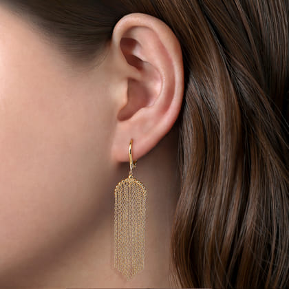 14K Yellow Gold Bujukan Tassel Drop Earrings