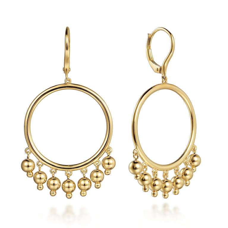 14K Yellow Gold Bujukan Tassle Drop Earrings - Shot 1