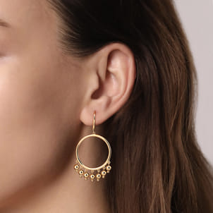 14K Yellow Gold Bujukan Tassle Drop Earrings