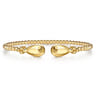 14K Yellow Gold Bujukan Teardrop And Clover Cuff Bangle Bracelet