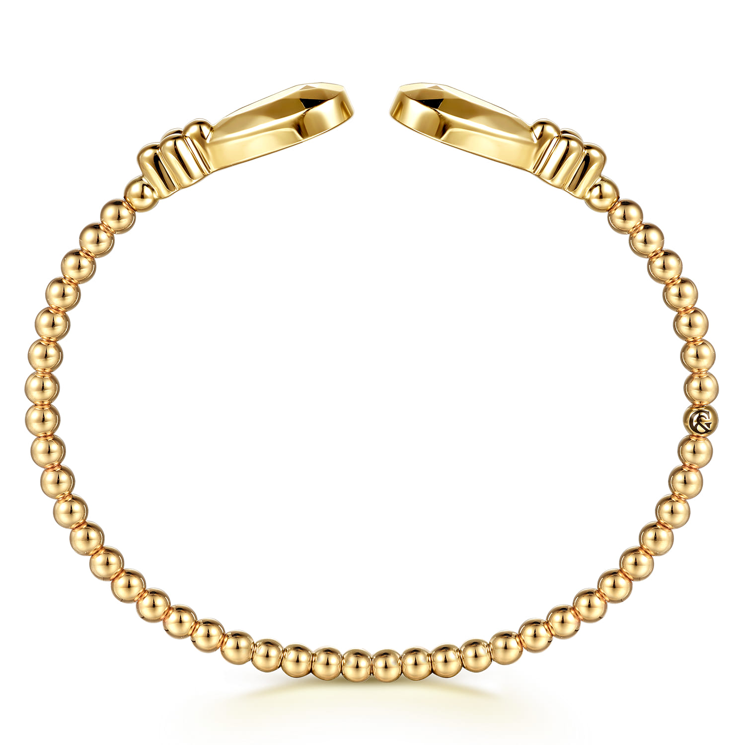 14K Yellow Gold Bujukan Teardrop And Clover Cuff Bangle Bracelet - Shot 3