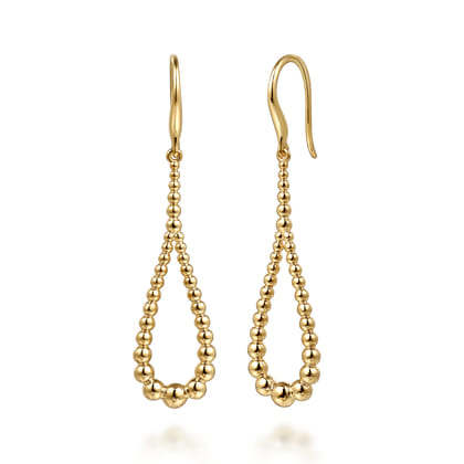14K Yellow Gold Bujukan Teardrop Earrings