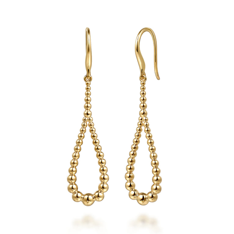14K Yellow Gold Bujukan Teardrop Earrings - Shot 1