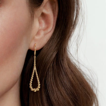 14K Yellow Gold Bujukan Teardrop Earrings