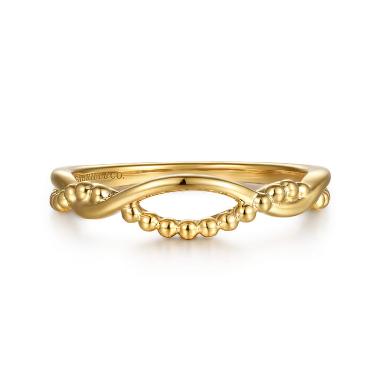 14K Yellow Gold Bujukan Twisted Stackable Ring - Shot 1