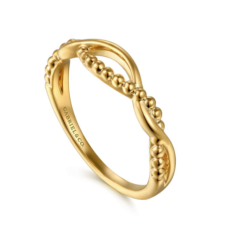 14K Yellow Gold Bujukan Twisted Stackable Ring - Shot 3