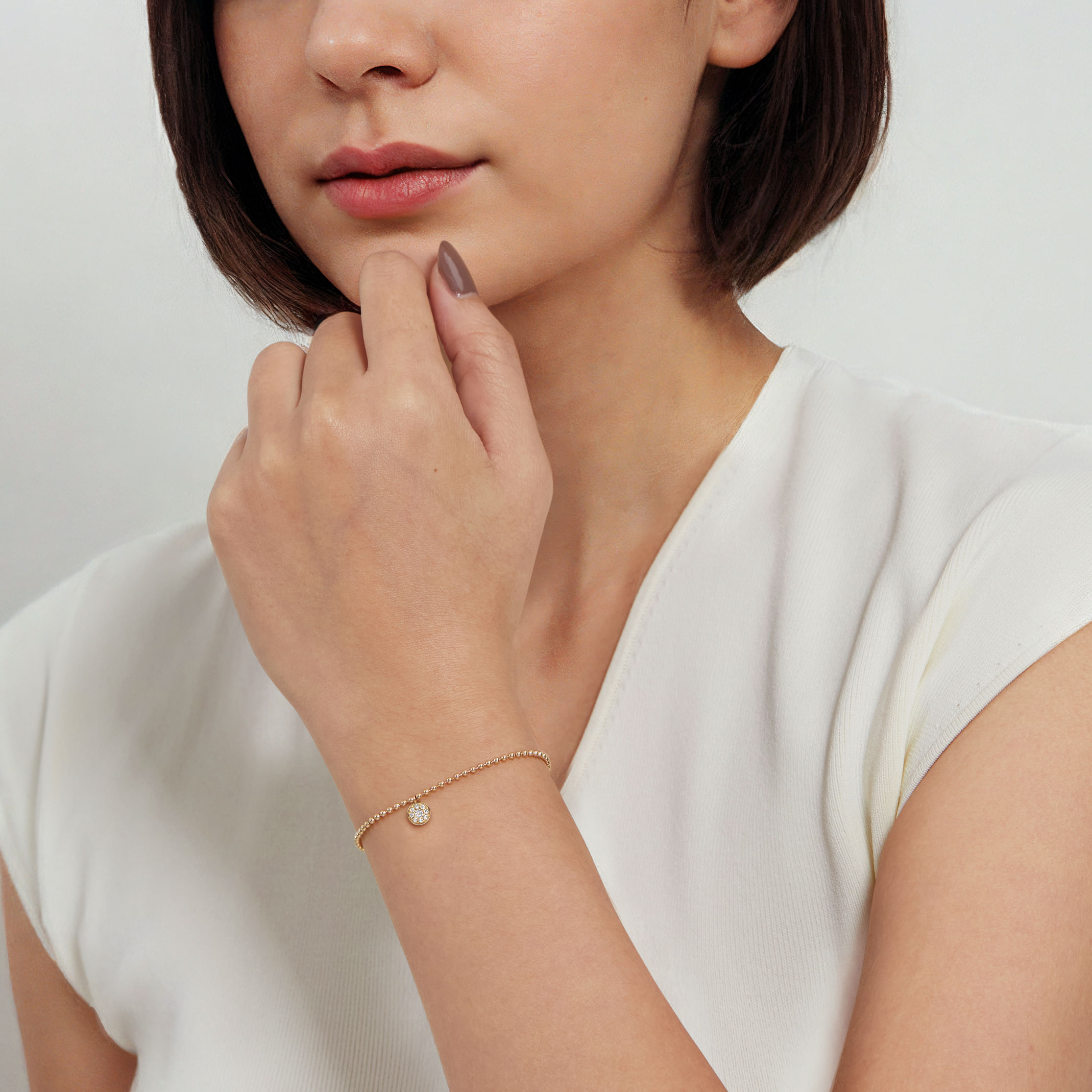 14K Yellow Gold Bujukan WS Pave Charm Bracelet