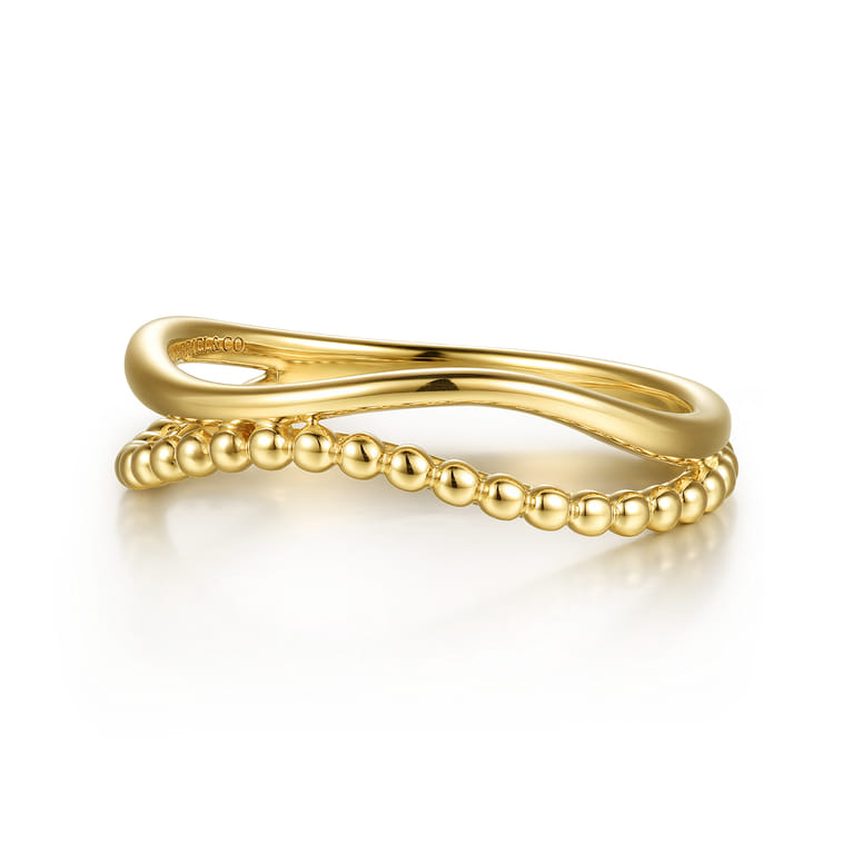 14K Yellow Gold Bujukan Wave Stackable Ring - Shot 1
