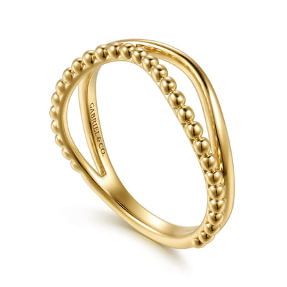 14K Yellow Gold Bujukan Wave Stackable Ring