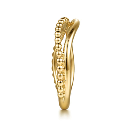 14K Yellow Gold Bujukan Wave Stackable Ring