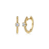 14K Yellow Gold Bujukan White Sapphire 15mm Huggie Earrings