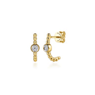 14K Yellow Gold Bujukan White Sapphire J Hoop Earrings